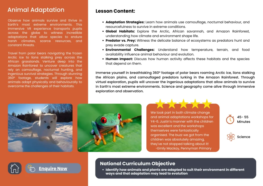 Animal Adaptation VR Workshops